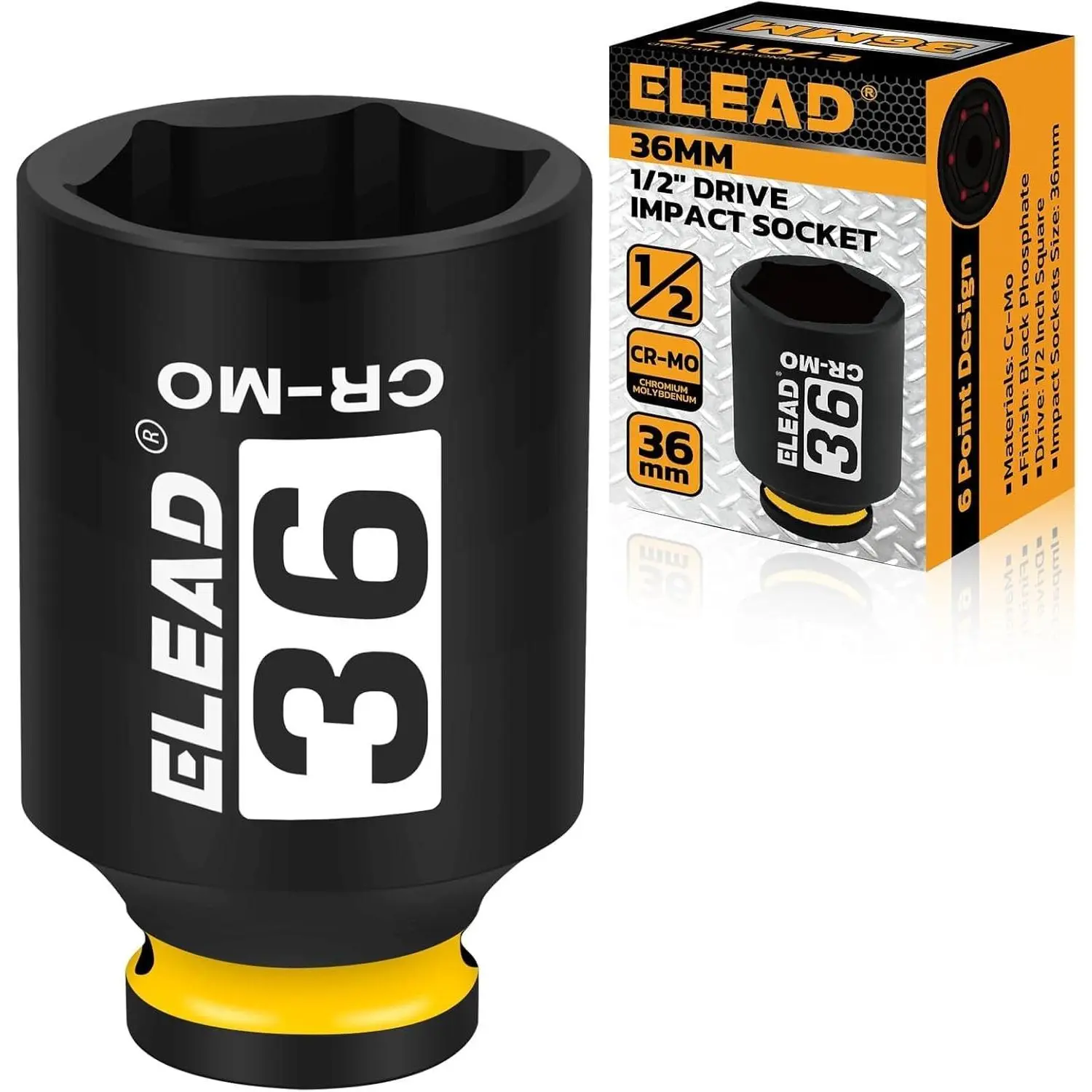 36mm Socket 1/2" Drive Deep Impact Socket, Metric 6 Point 1/2-inch Drive Impact Axle Nut Sockets, CR-MO Nut Socket Set, Oil Filter Sockets, Tools for Easy Removal of Axle Shaft Nuts