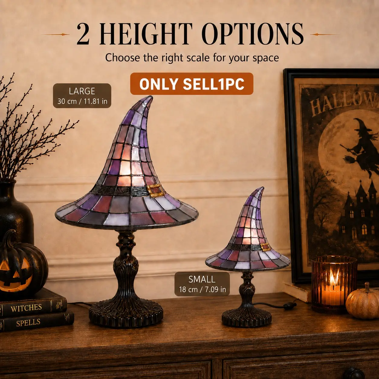 Halloween Witch Hat Table Lamp, Adjustable Energy-Saving Light, Retro Style, Bedroom Desk Decor, Festive Decoration, Holiday Decor, Novelty Lighting, Christmas & Birthday Gift, Stylish Design