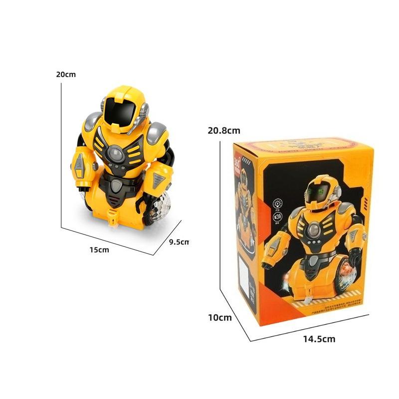Dancing Robot with Light Rotary |   Yellow and Chocolate Colored, Uncharged, Battery-Free Robot Toy for