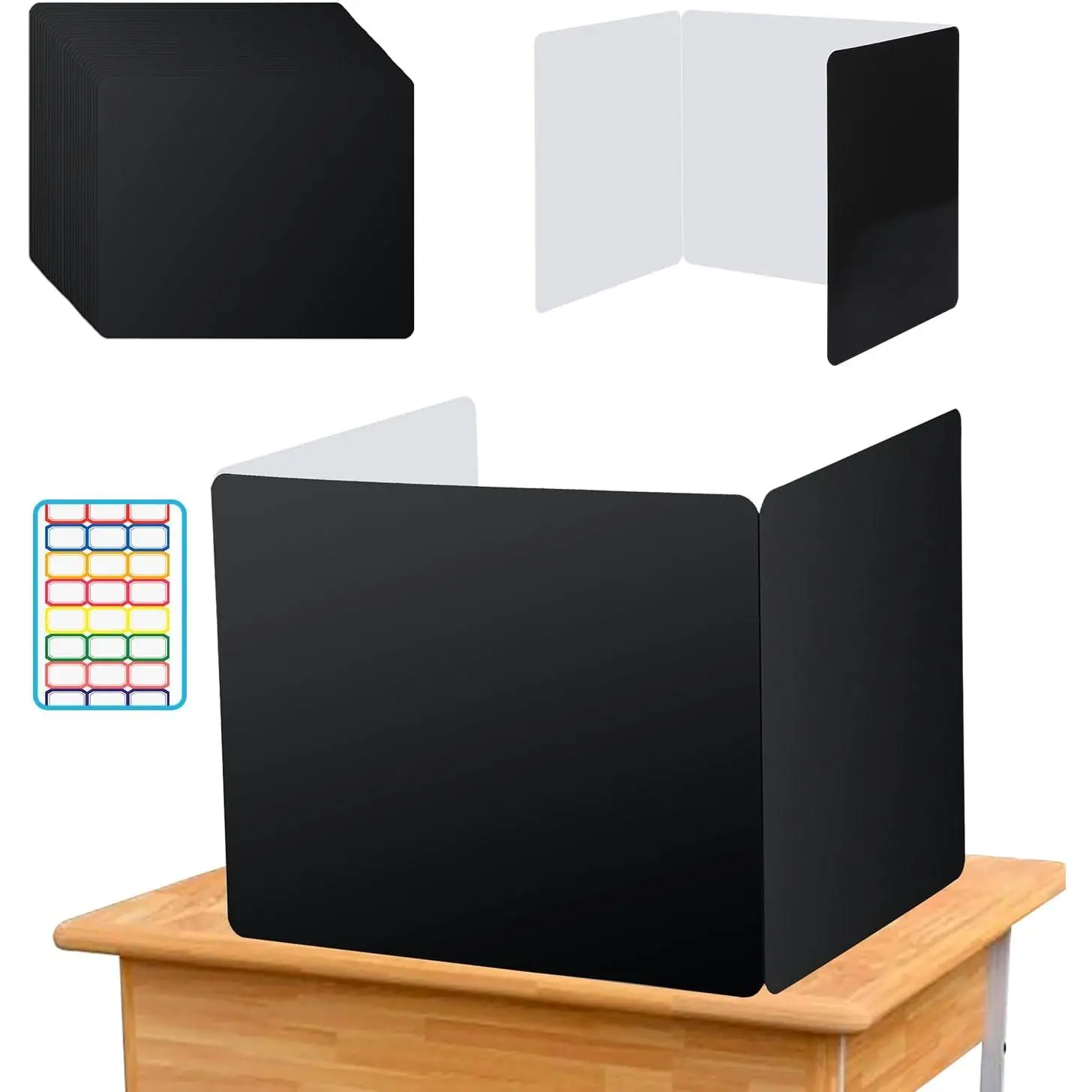 24 Pcs Black Privacy Folders for Students, Privacy Dividers for Classroom, Study Carrel Desks Privacy Boards, Cardboard Privacy Shields Folder for School Teachers Home