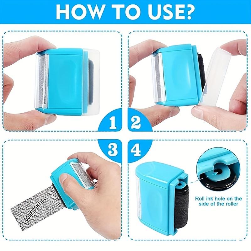 Identity Privacy Roller Stamp - Includes 3 Refill Ink Cartridges - Wide-Coverage Security Seal for Confidentiality, Address Obfuscation, and Privacy Protection