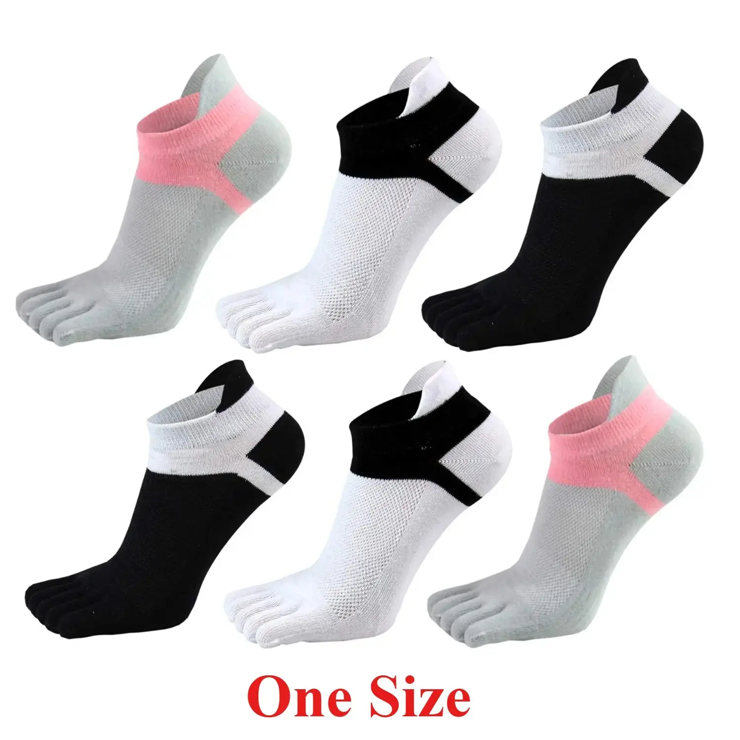 A Set of 6 Pairs Women Toe Socks,5 Finger Wicking Athletic Toe Separation Socks,Breathable Ankle Socks with Toe Separator Design for Jogging,Biking,Golf,Christmas Party Gifts,Hand Tools Kits