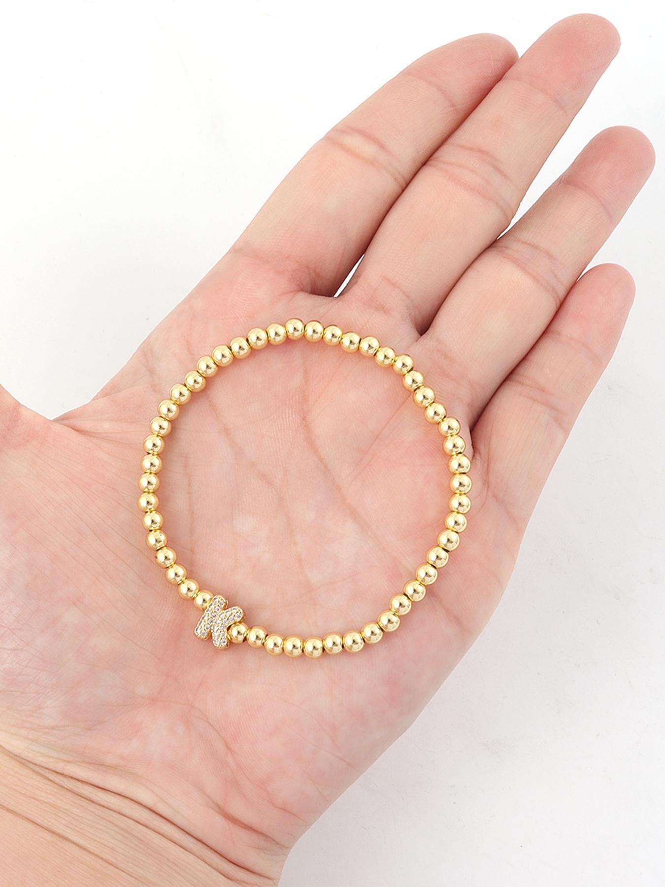 Letter Design Beaded, Fashionable Jewelry for Women & Girls, Trendy All-match & Exquisite Jewelry for Birthday Gift, Letter Link Bracelet