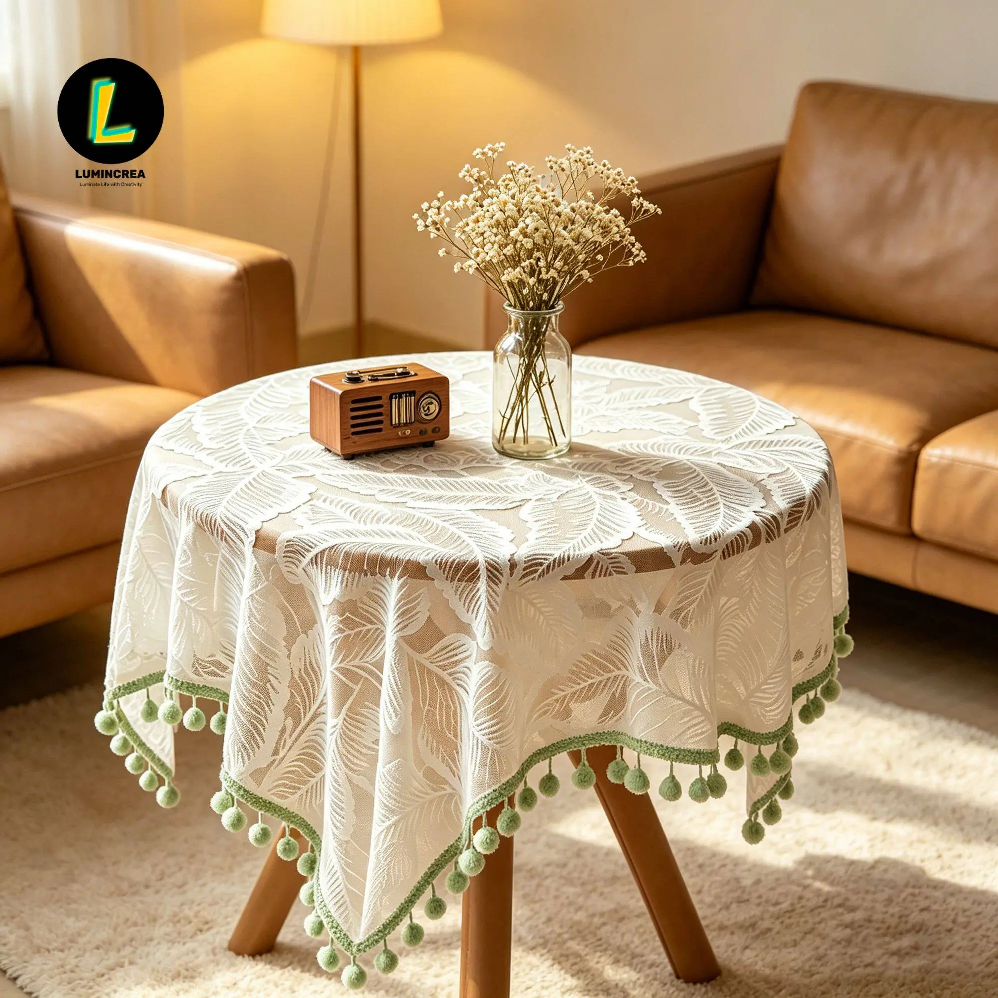 French Pastoral Theme Retro Rustic Cashmere Cover Cloth - Lightweight Lace, Dust-proof, Table Protection for Dining Table, TV Cabinet, Shoe Cabinet