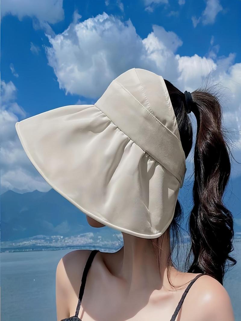 Women's Sun Protection Foldable Sun Hat, Casual Outdoor Travel Hat for Women & Girls, Fashion Accessories for Daily Wear, Sunhat