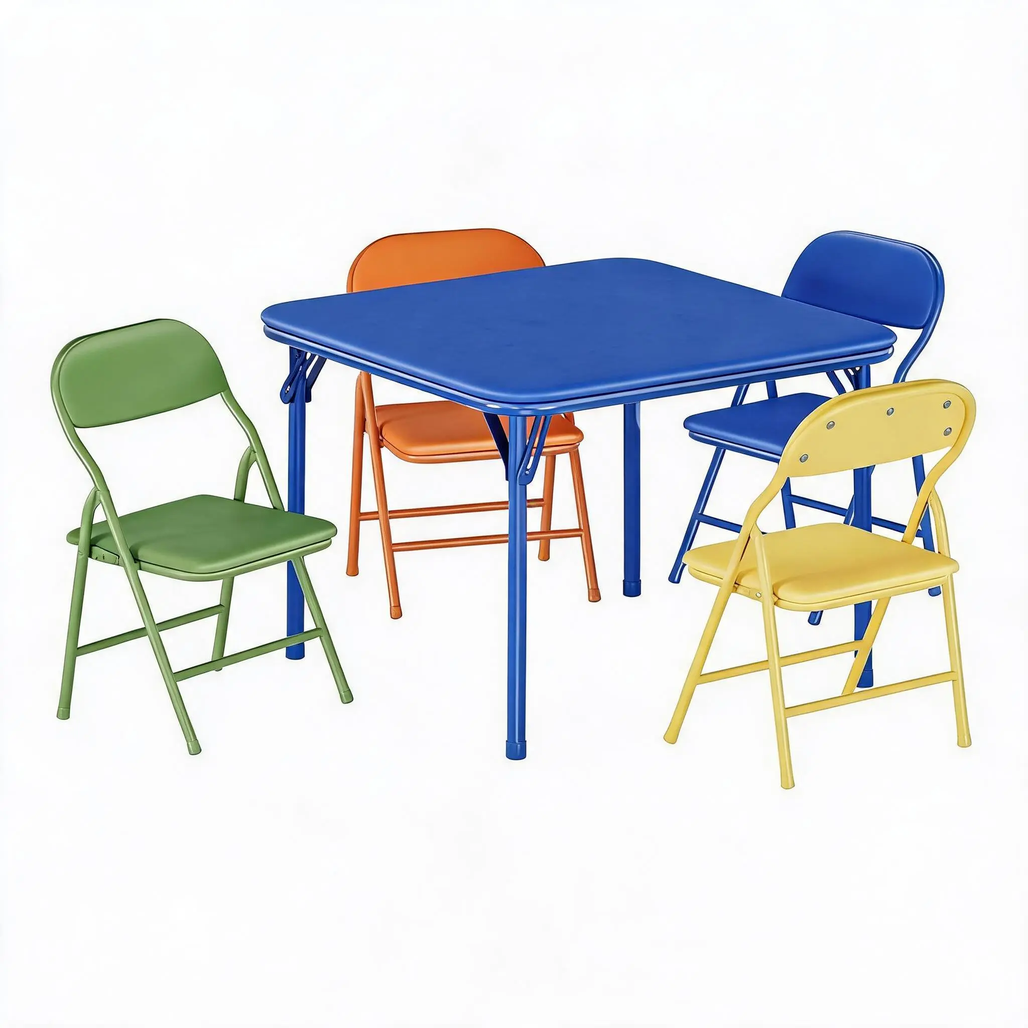 Folding Kids Table and Chairs Set - Portable & Space-Saving Activity Furniture for Dining Room, Daycare, or Study area - Easy Storage - Versatile Use