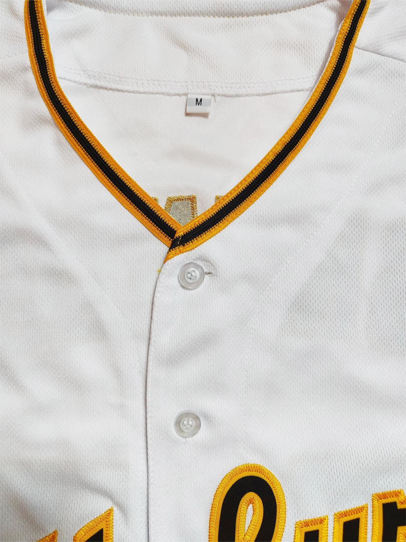 Men's Letter & Number Embroidery Contrast Binding Baseball Jersey, Loose Casual Button Front Baseball Top for Training & Competition, Baseball Outfielder Equipment, Baseball Shirt