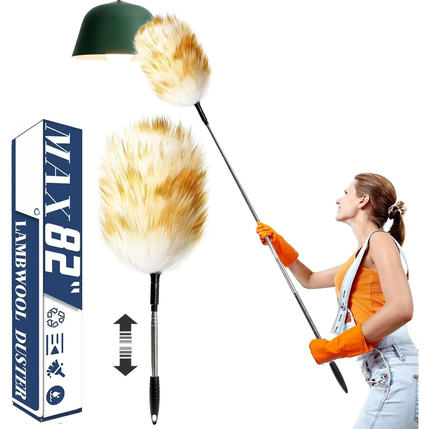 Extendable Lambswool Duster, Up to 82 in,  Handle | Single duster, Up to 82 in ,  lambswool ,  handle,  for ceilings, fans and furniture