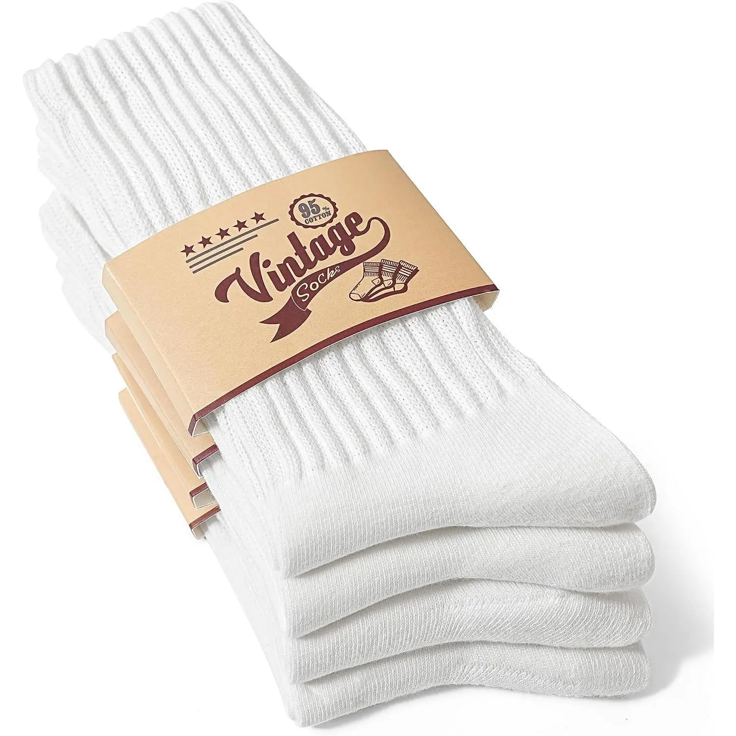 95% Women Cotton Scrunch Slouch Crew Socks Cotton 4 Pairs Size 6-9