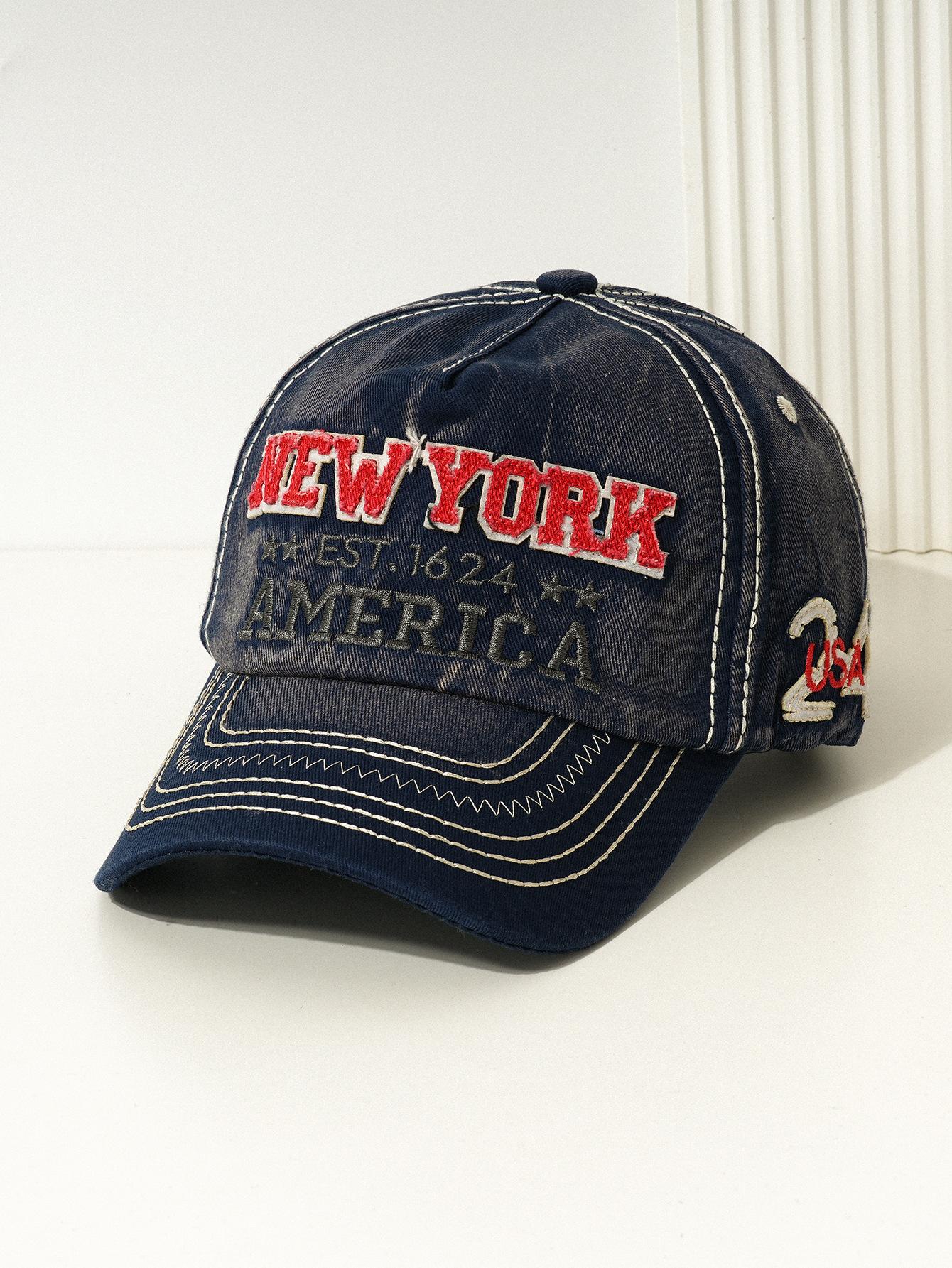 Unisex fashion baseball cap with NEW YORK letter embroidery, versatile for sun protection and cycling