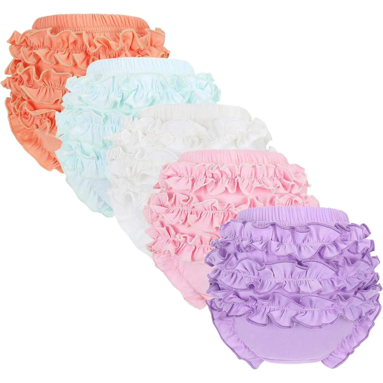 5 Pack Ruffle Diaper Cover - Baby Bloomers, Cute Cotton Baby Girl Shorts,Briefs- Panties  Toddler Girls New model training underwear
