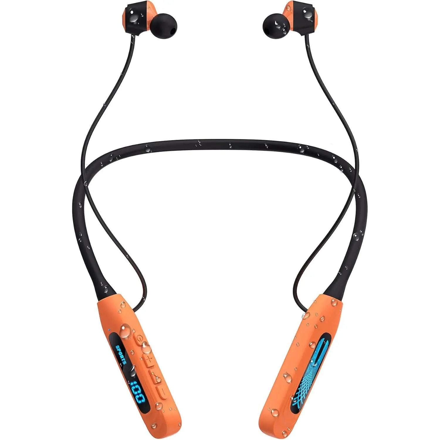 Wireless Neckband Bluetooth Headphones, Sport Earphones with 80-Hour Battery & LED Display, Bluetooth 5.4, Magnetic Earbuds, Comfort Fit for Running, Gym, Travel (Orange)Gift