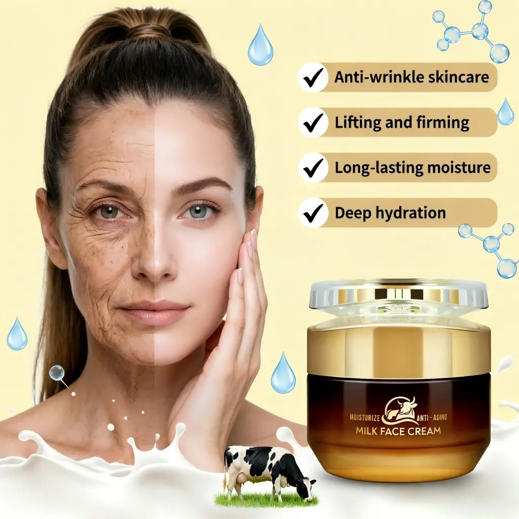 50g Deep Nourishing Anti-Wrinkle Milk Moisturizing Cream Moisturizers, Deep Hydrating Moisturizer, Contains Niacinamide and Shea Butter, Tightens and Smooths Skin, Daily Morning Evening Care