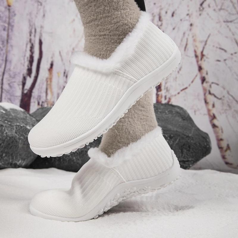 Women's Winter Cotton Slip-On Flats Ultra-Lightweight Breathable Zero Drop Anti-Slip Sole Casual Fashion Comfortable All-Season Sneakers