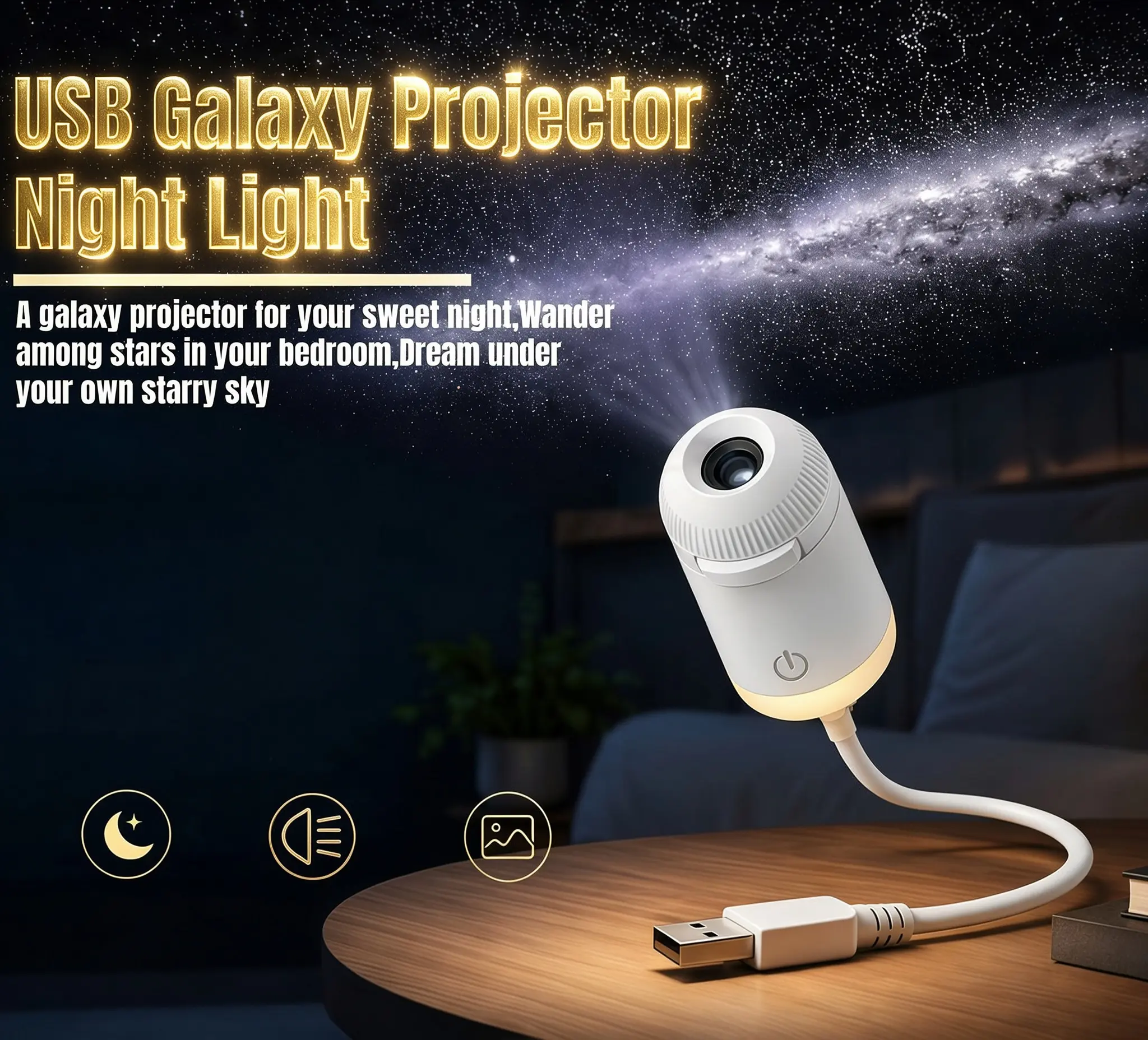 USB Galaxy Projector Night Light for Sweet Nights Wander Among Stars in Your Bedroom Dream Under Your Own Starry Sky