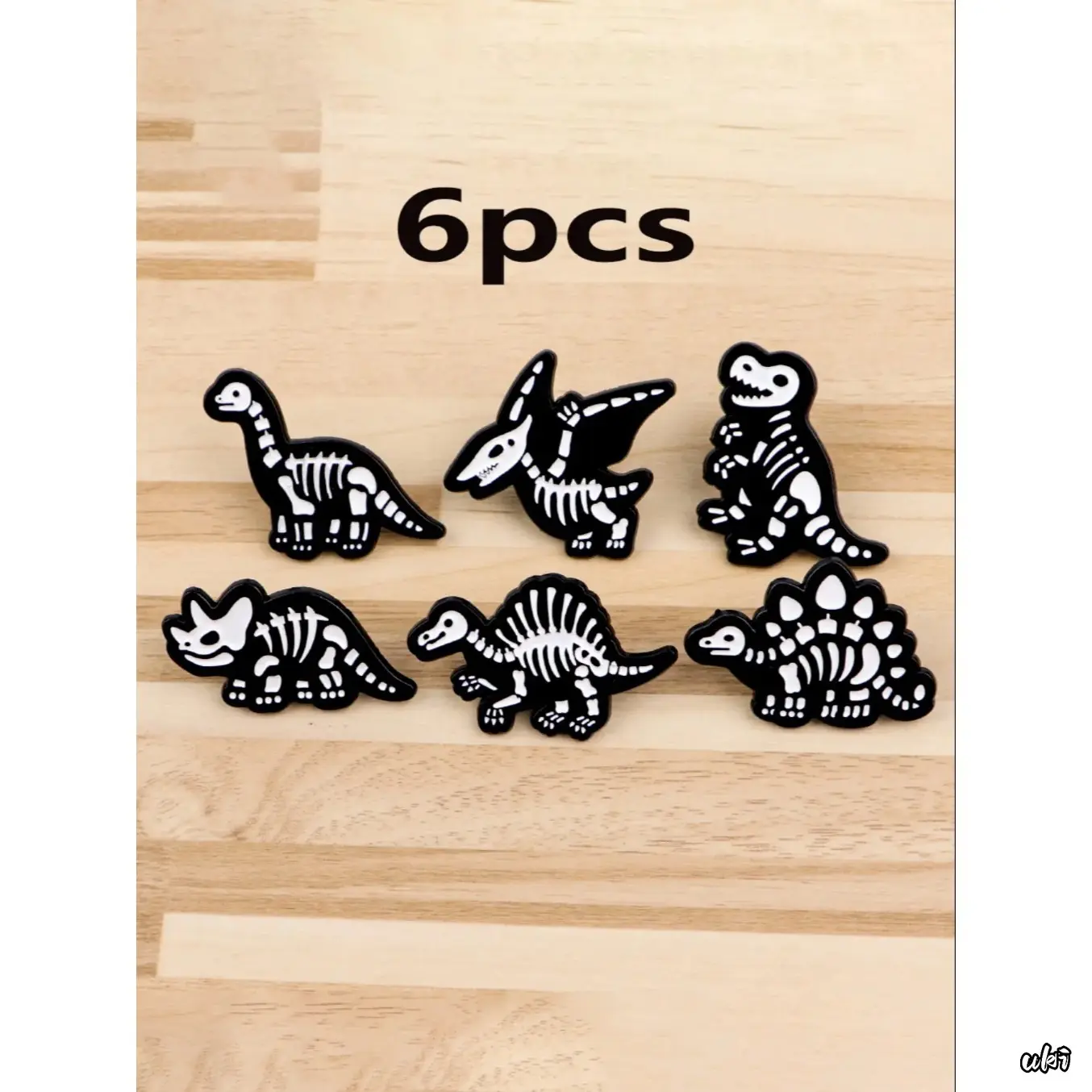 6 pc Quirky Dinosaur Skeleton Pins, Lightweight Zinc Alloy Brooch Set for Backpacks and Hats, Funny Halloween Party Accessories, Funny Gifts, Backpack Decor, Polycarbonate, Cute Quirky, Cartoon Print, 6 Pcs, Collectible Pins, Decor Pins