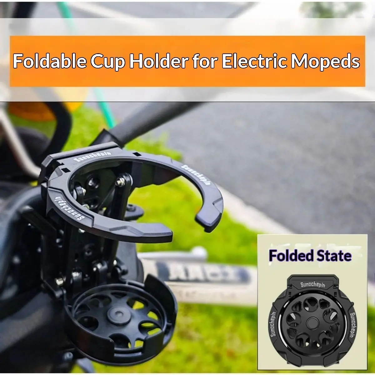 Foldable Water Cup Holder Stand for Motorcycle Bicycle Electric Bike, Adjustable Folding Rack for Outdoor Riding, Convenient Takeout Accessory