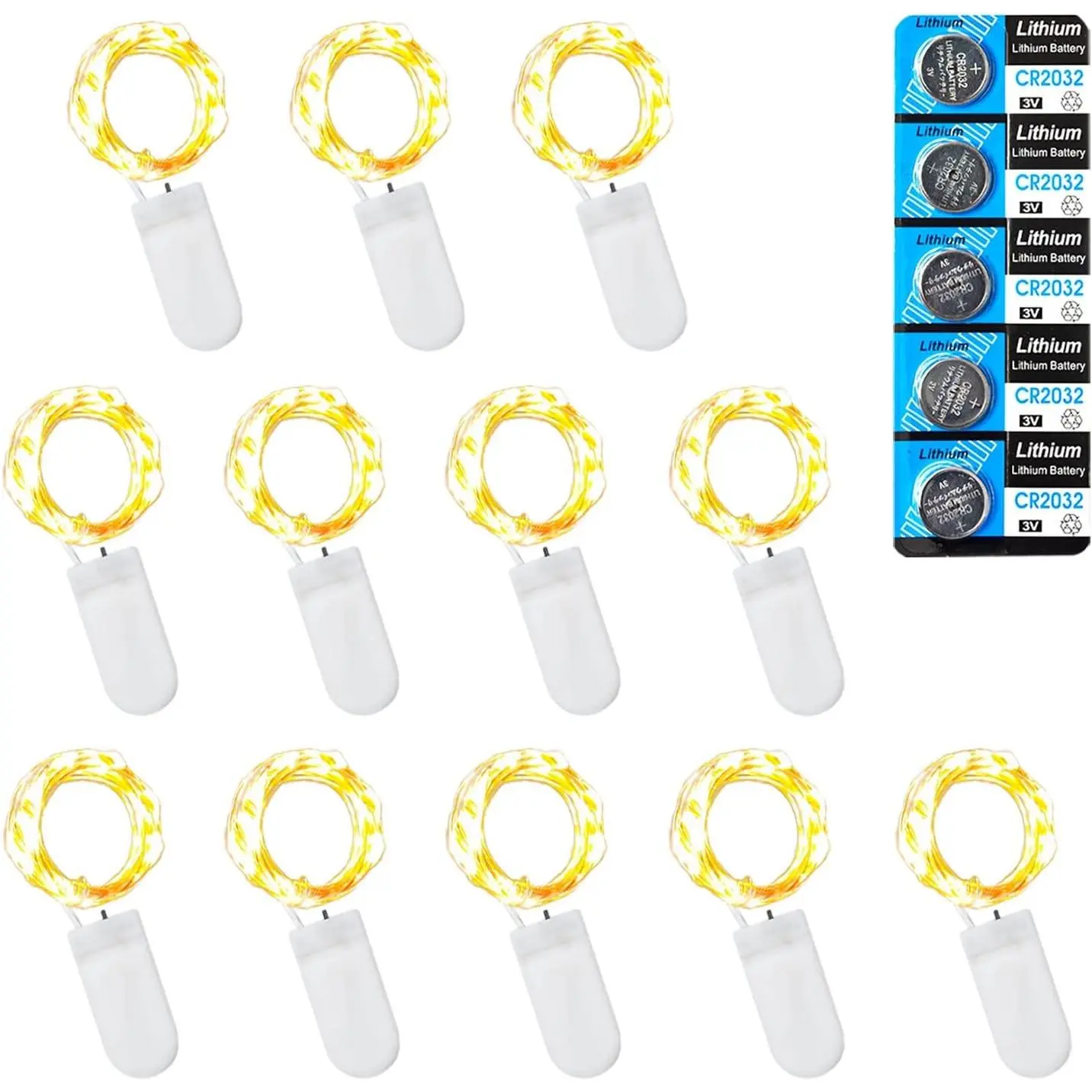 12 Pack Fairy Lights Battery Operated String Lights, 10 LED on 3.3ft Silvery Copper Wire, High Brightness for Wedding Christmas Flowers Gift Box Decoration (12 Pack, Warm White)Gift