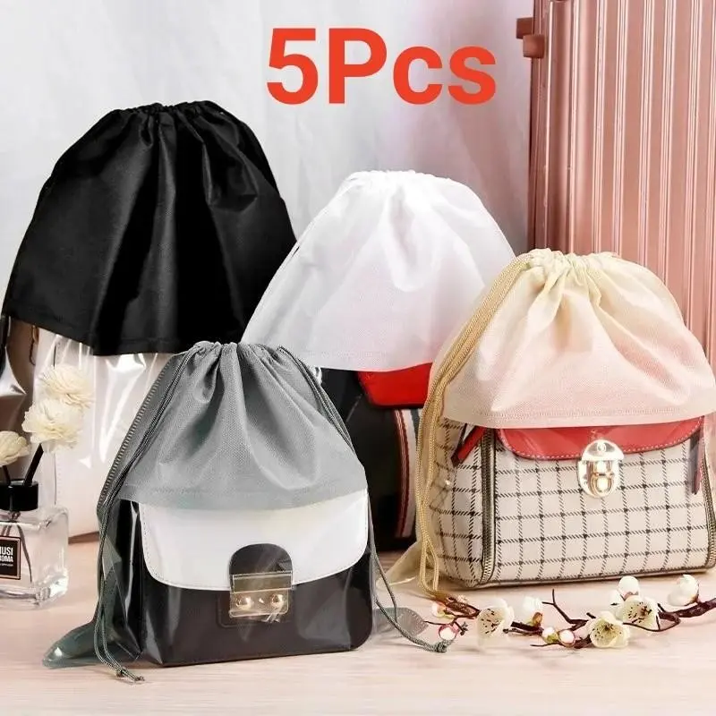 5-Pack Non-Woven Transparent Dustproof Bags, Handbag Storage Bag, Household Dust Cover, Moisture-Proof Leather Bag Protector, Ideal for Long-Term Storage