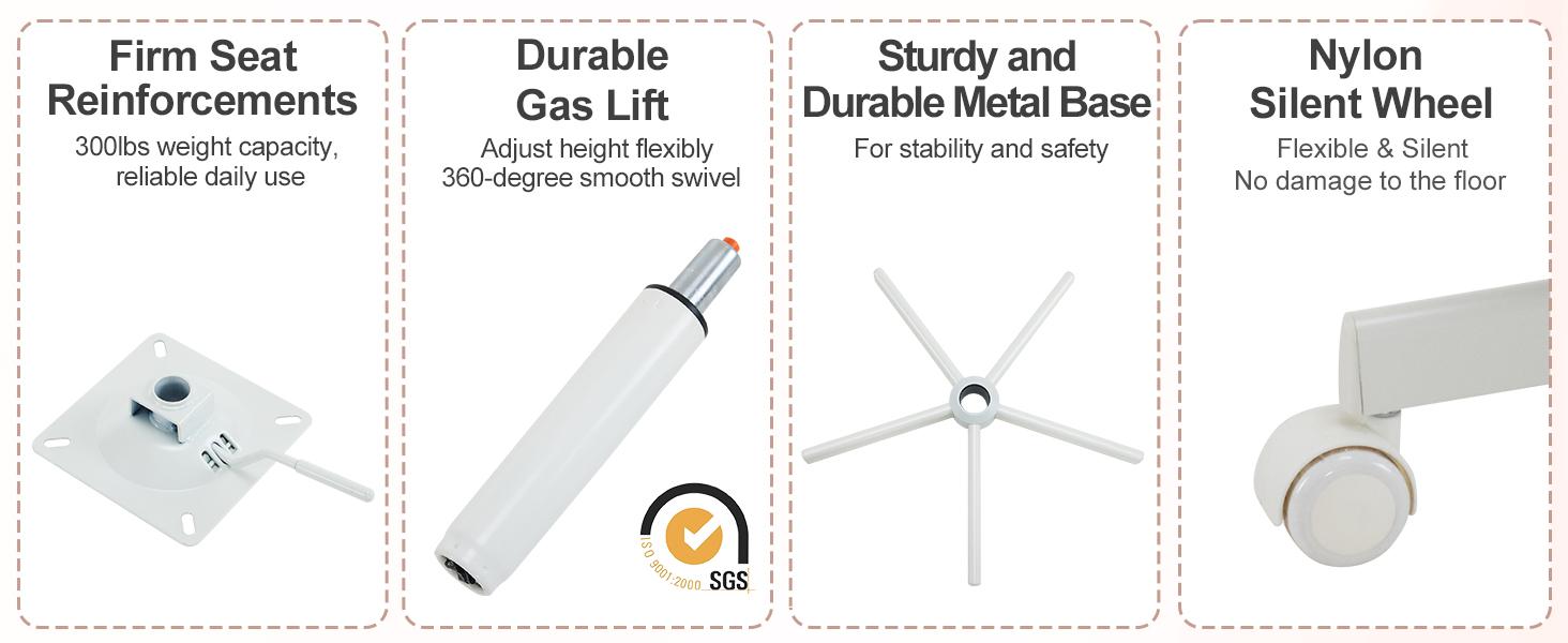 VINGLI Cute Candy Chair Armless Comfy Small Office Desk Vanity Chair with Wheels & Lumbar Support,Teddy Adjustable Rolling Swivel Computer Task Ch for Home Office,Bedroom,Gentle Pink