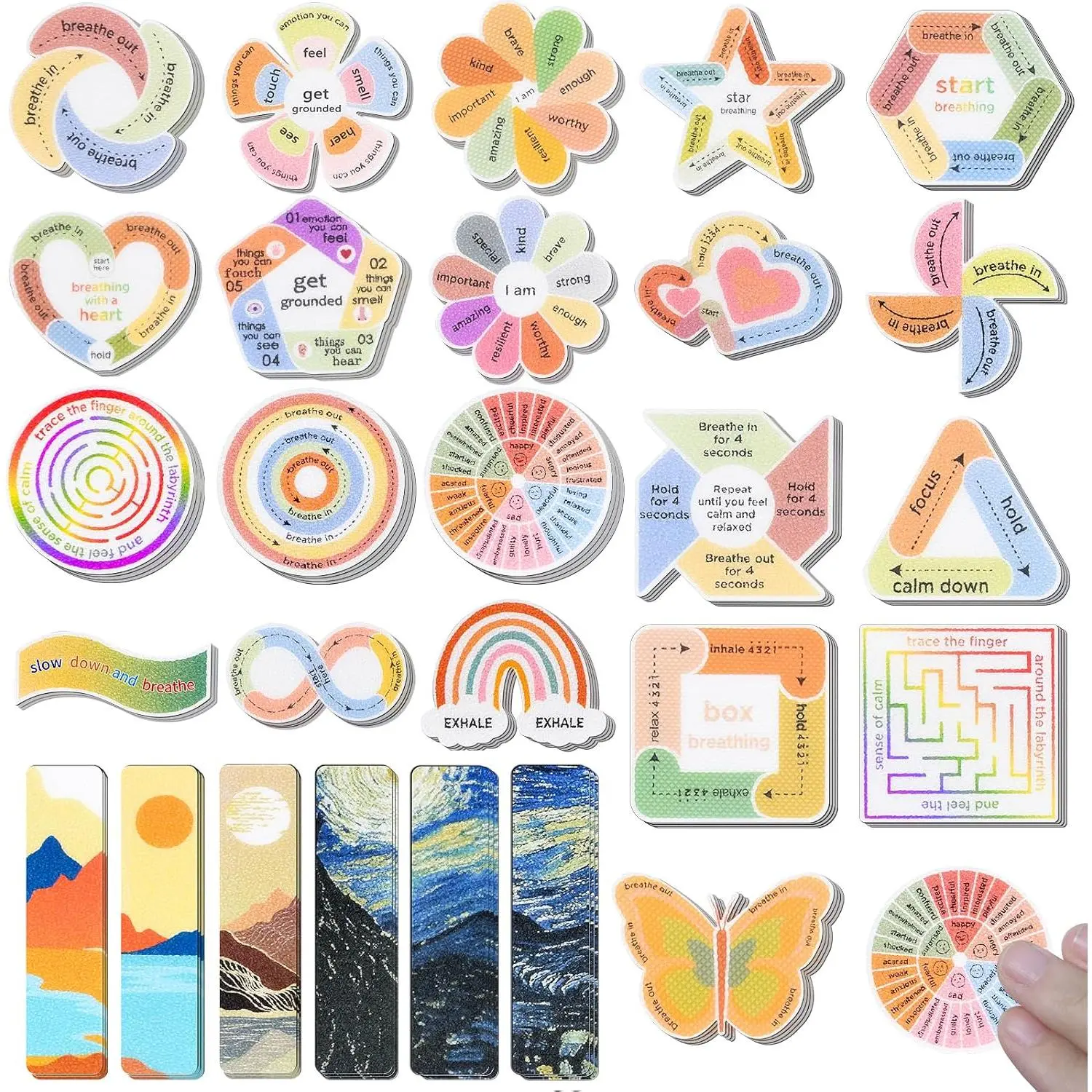 102 count Sensory Stickers for Calm, 2 Texture Styles,   | Calming Sensory Tool for Mindfulness,   & Focus, Fidget Stickers for Adults & Teens, Office,  & Desk Use