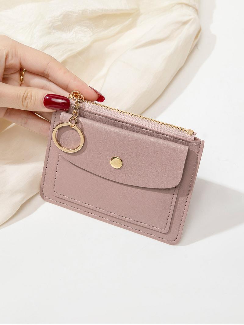 Women's Minimalist Casual Plain Color Zipper Short Wallet, Fashionable Card Holder, Casual Trendy Versatile High-quality Daily Wallet, Minimalist Wallets