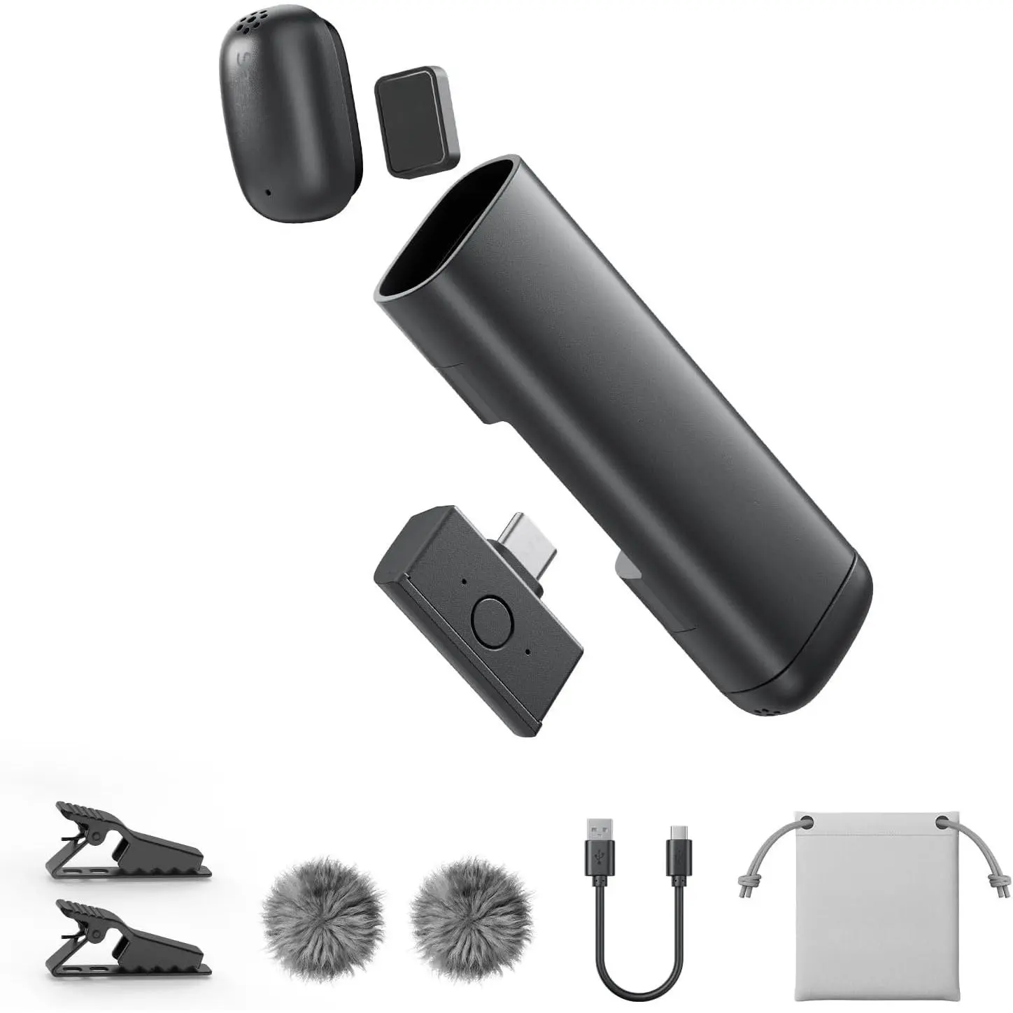 Air SE  Mini Microphone for  17/16/15 & Android, 48kHz/24-bit, AI Noise Cancellation, Clip  Content Creator Microphones for Interview YouTube  Vlogging (2TX + USB-C RX)