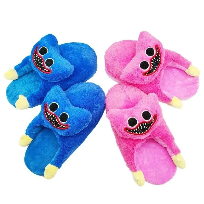 Huggy Wuggy Poppy Playtime Soft Plush Slippers - Kids Size Unisex Horror Fans Gift, Cute Cartoon Warm Indoor Slip-Safe Sole Winter House Shoes