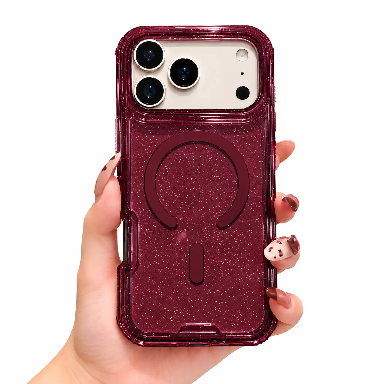 Bling Glitter Magnetic MagSafe Case for iPhone 18 Pro Max / 17 Pro Max /16/15/14/13/12, Translucent Matte Sparkly Phone Case, Military-Grade Shockproof Anti-Scratch Drop Protection Cover