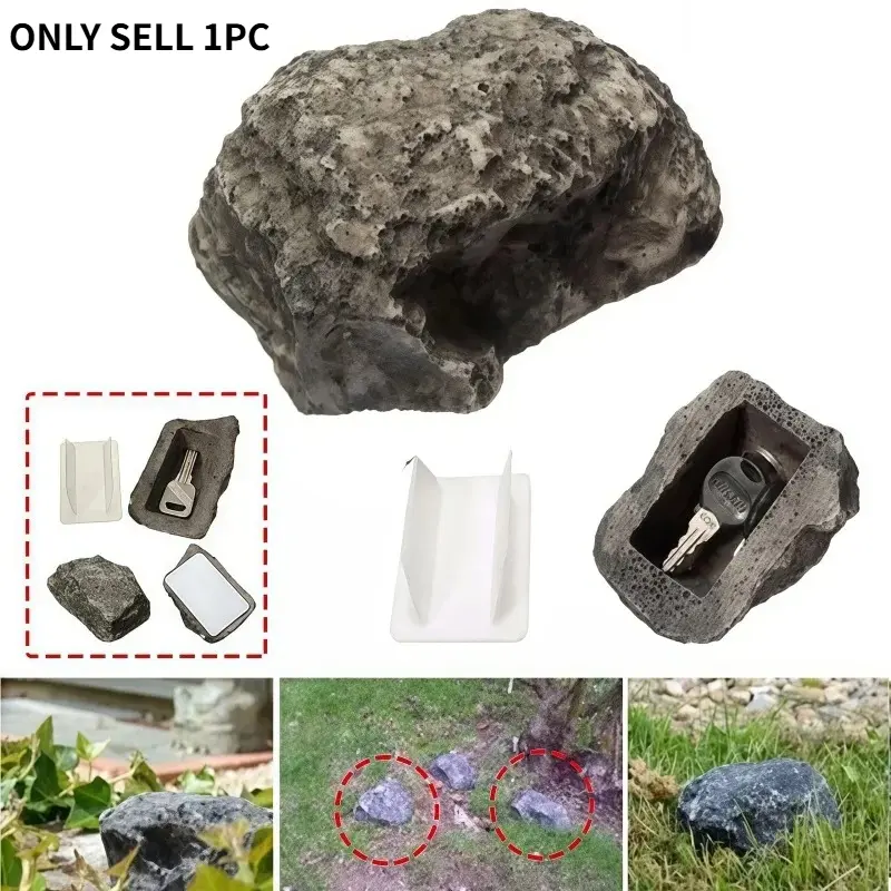 Simulated Stone Key Storage Box, Outdoor Lawn, Flower Bed Hidden Spare Key, Storage Door Card, Small Cash