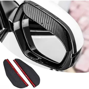 2-Pack Car Rearview Mirror Rain Visor Guards, Carbon Fiber Look Black Side Mirror Eyebrow Shields, Waterproof PVC Sun Glare Protectors, Universal Fit for Most Car Models, Trucks, SUVs
