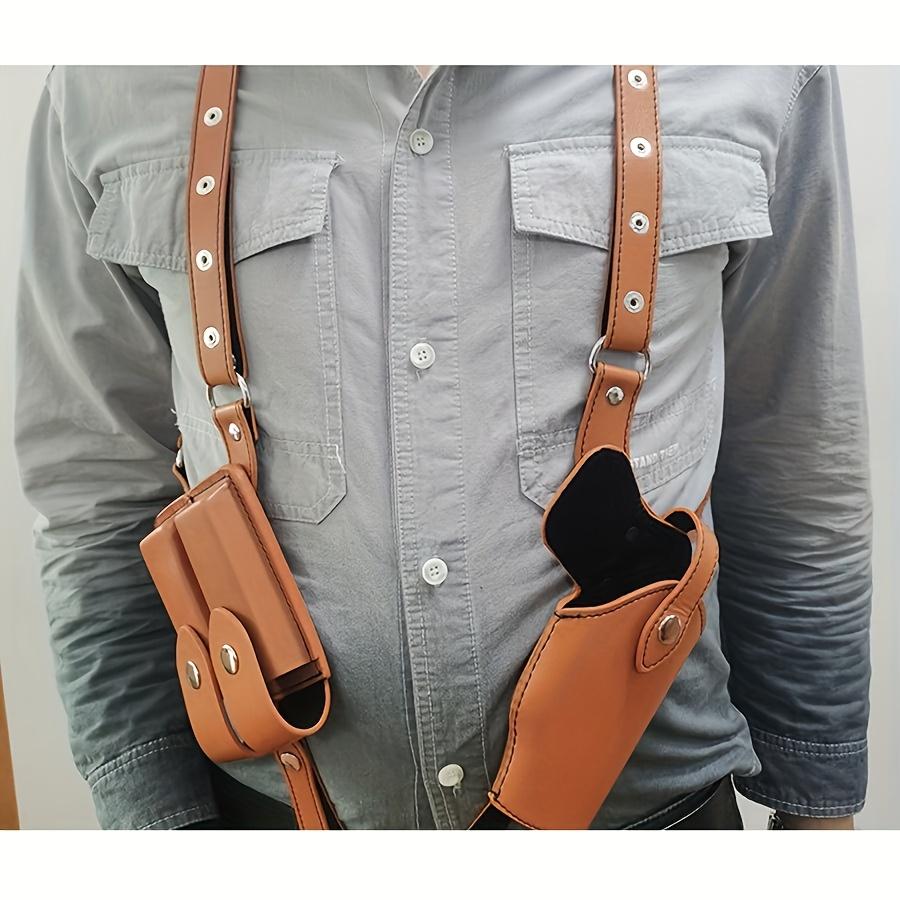 Vertical Shoulder Back with Double Cartridge Clip Pouch, Men's Adjustable Concealed Carrying Shoulder Back Holster