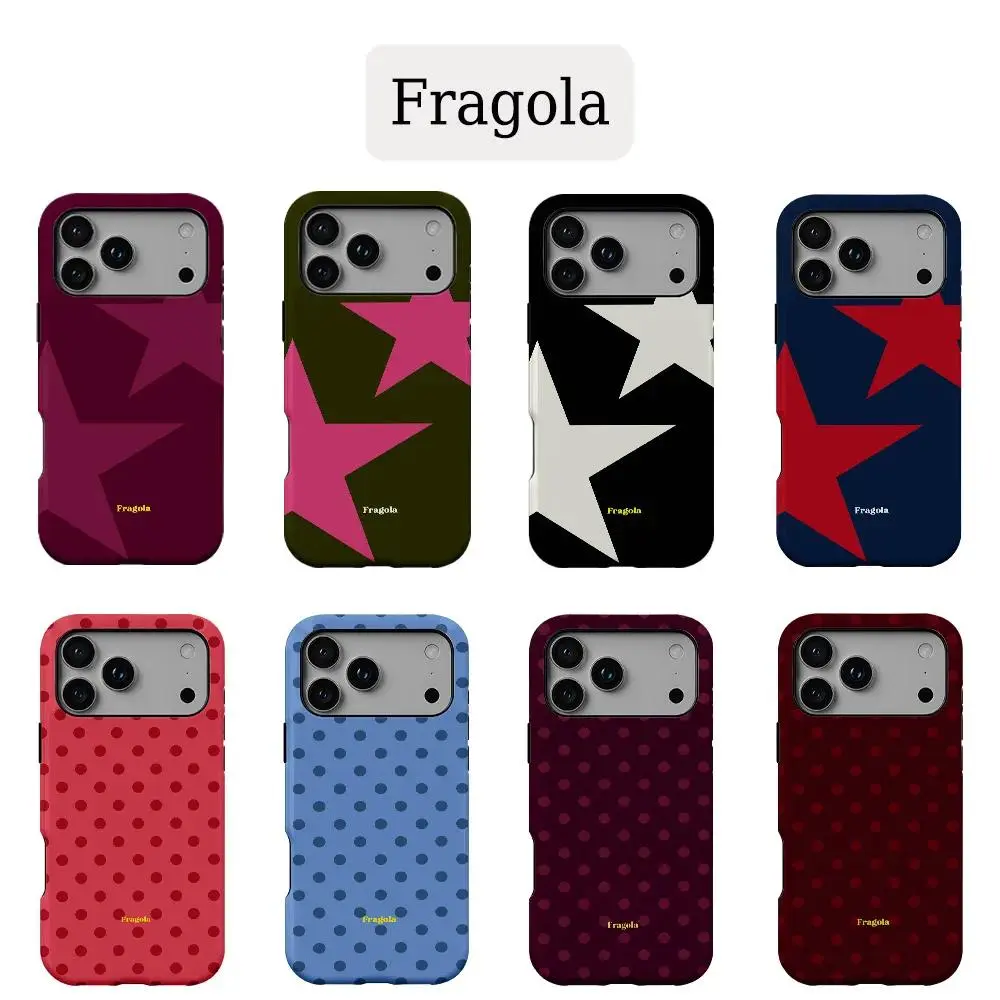 Fragola Polka Dot Star Double-Sided TPU Double-Layer Smartphone Case - Flexible, Universal Fit Accessory for All iPhone Models (17,16e,16,15,14,13,12,11,X,XS,XR,XS Max,7,8,Air,Pro,Max,Plus) - Cellphone Protection Accessory