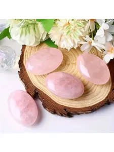 1pc/2PCS Natural Rose Quartz Raw Stone Hot Compress Stone 45X30 Fidget Stone Beauty Massage SPA Essential Oil Stone Desktop Ornament