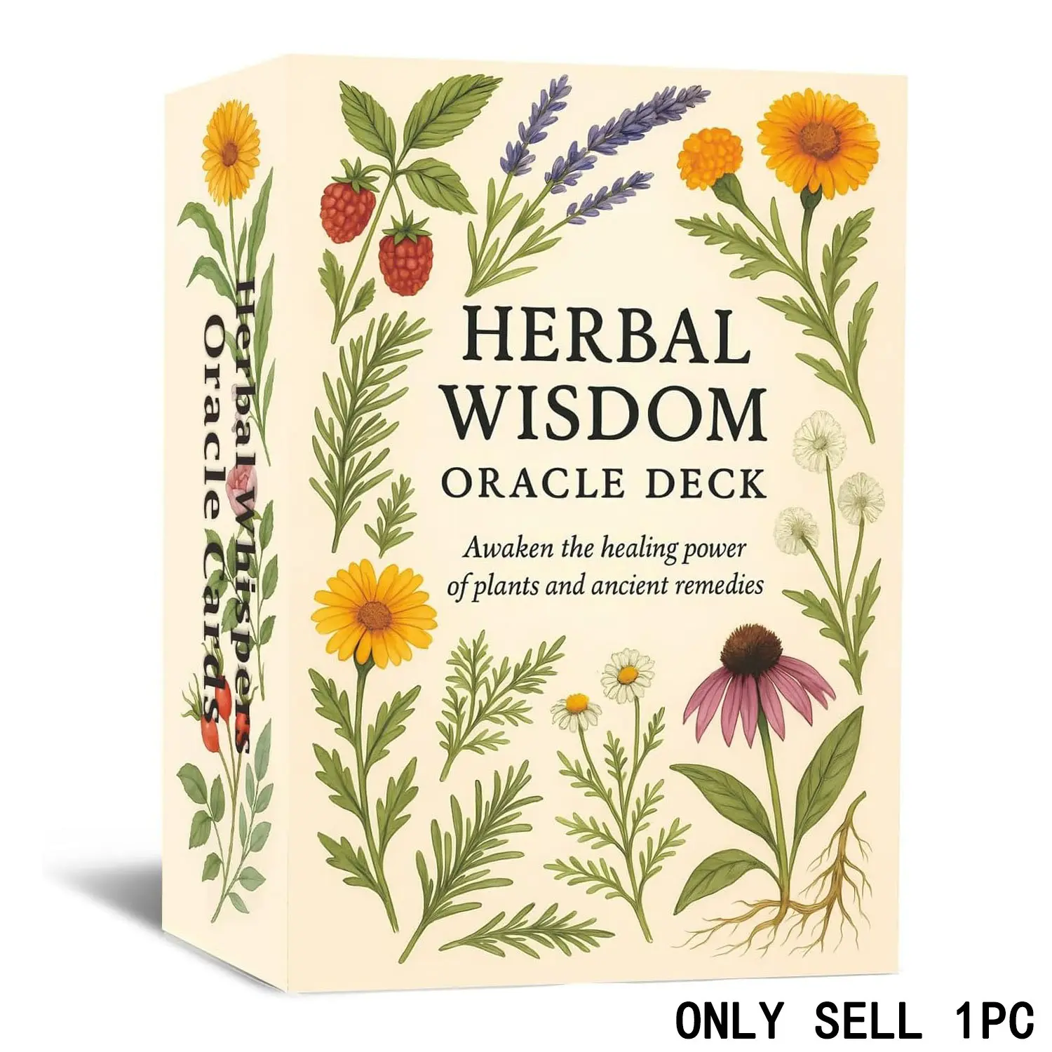 13x9cm Herbal Whisper Oracle Cards, 46 Spiritual Insight Guidance Cards, Grow, Explore, Embrace Plant Magic Wisdom, Daily Life Inspiration
