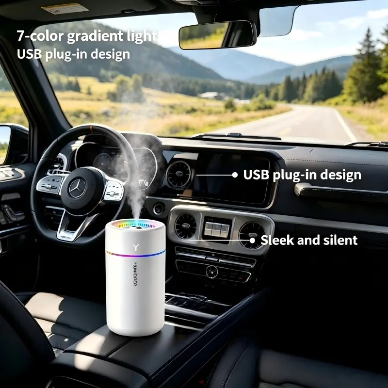 USB Powered 7 Color Light Aromatherapy Humidifier, Car Scent Diffuser, Add Essential Oils, Ideal for Home, Car, Office