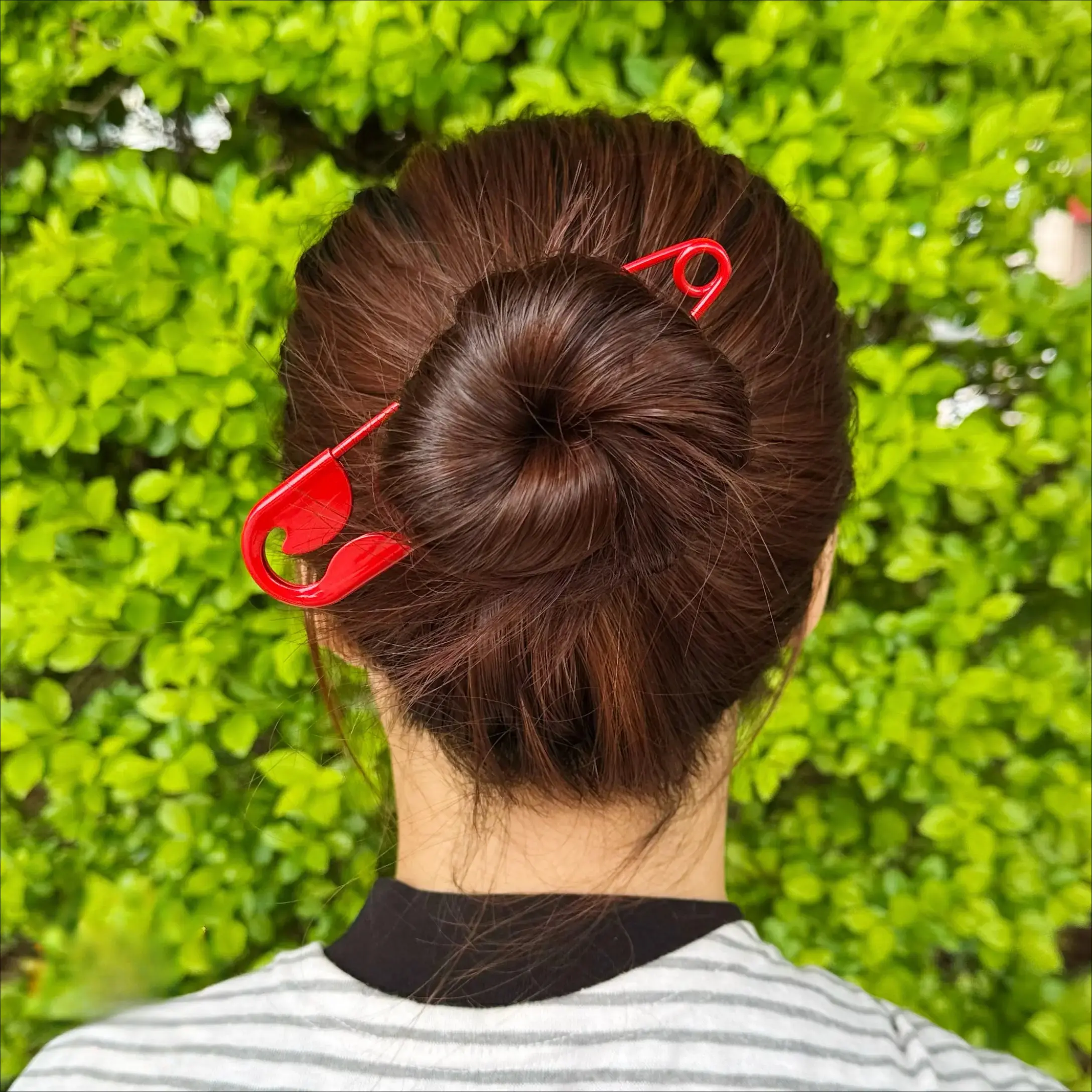 Oversized Red Metal Hairpin for Women - 5.43" Safety Pin Style Hair Accessory for Styling a Chic Bun, Mega Hold and Smooth Rounded Edges for Updos, Hair Clips For Styling, Hair Clips For Thick Hair, Female