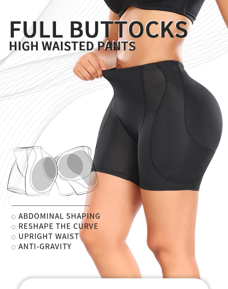 POP CLOSETS Padded Underwear for Women Tummy Control Shapewear Shorts Butt Pads Basic Womenswear Soft Breathable Solid Color Lingerie SpringStatements