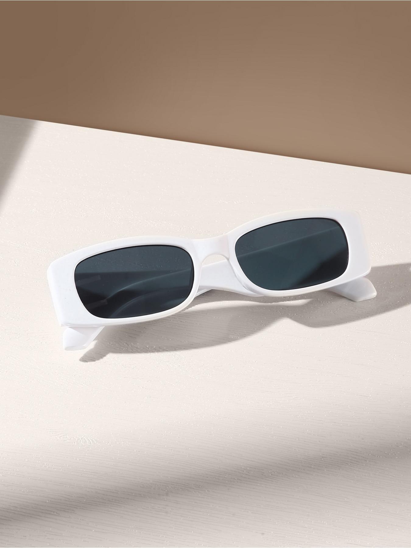 Unisex Vintage Rectangle Frame Sunglasses, Trendy Casual Full Rim Sunglasses for Everyday Use, Fashion Accessories for Outdoor Activities