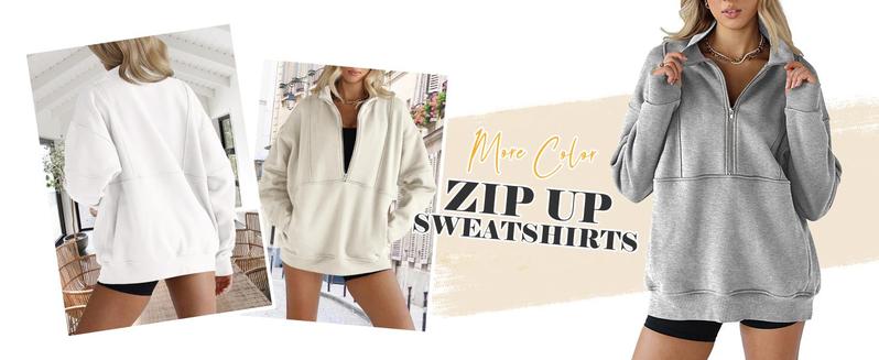 Imily Bela Women's Half Zip Sweatshirts Fleece Stand Collar Long Sleeve Thumb Hole Oversized Pullovers with Pockets Imily Bela Women's Half Zip Sweatshirts Fleece Stand Collar Long Sleeve Thumb Hole Oversized Pullovers with Pockets