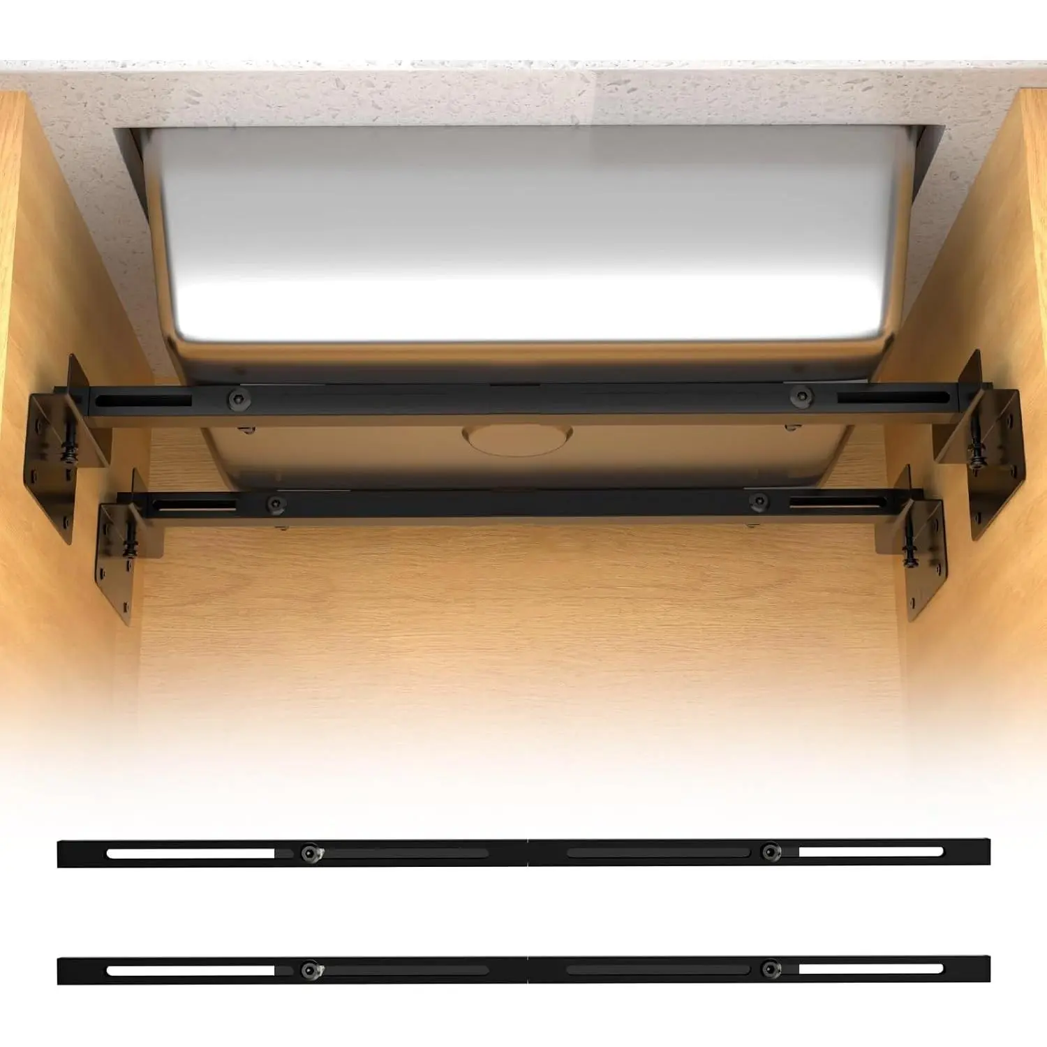 Heavy Duty Undermount Sink Brackets & Kitchen Sink Installation Parts Kit - 800 lbs Capacity Adjustable Carbon Steel Support, Horizontal Space-Saving Design for Kitchen Sinks (71-100cm)