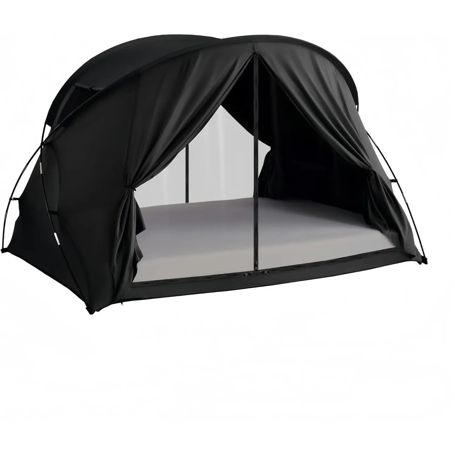 Black Privacy Sleep Twin Size Bed Tent for Adults Kids, Foldable Blackout 90% Canopy Tents with Breathable Mesh Windows and Net Doors Curtains