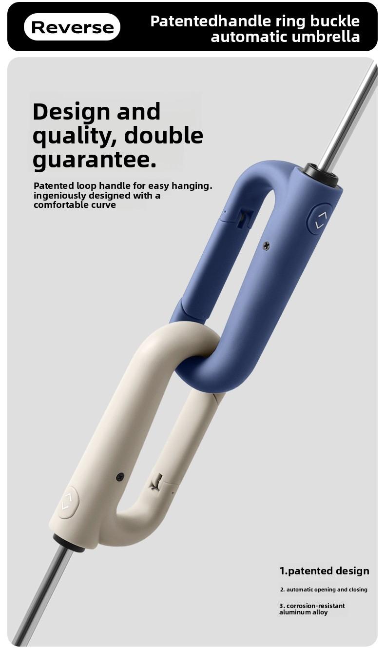 Business Automatic Umbrella - Solid Color, Large Size Windproof Umbrella with Ring Buckle, Reinforced & Durable