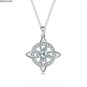 Women's Witches Knot Pendant Necklace, Cubic Zirconia Copper Celtic Knot Amulet Jewelry for Daily Wear and Layered Outfits summervibes☀️