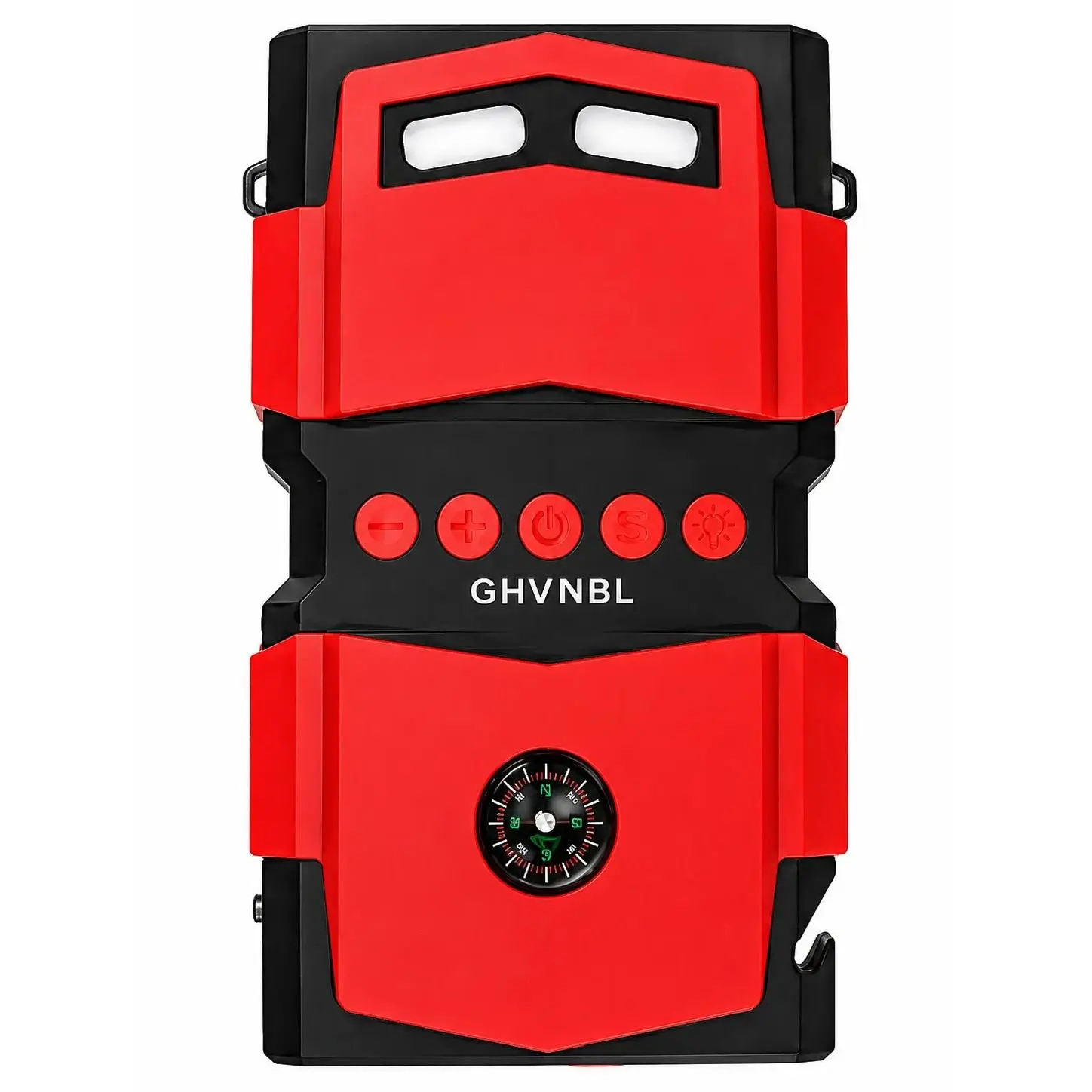 2-in-1 Cordless Multi-Function Car/Motorcycle Jump Starter & Portable Rechargeable Battery Air Compressor, Auto Shut-Off Digital Display Tire Inflator, LED Light, Safety Hammer, Compass for Roadside Help, Cars/Motorcycles