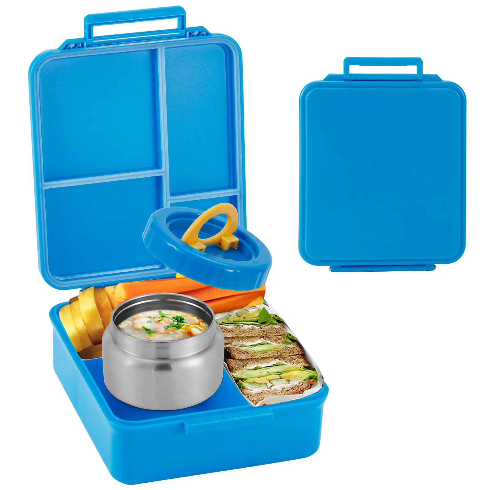 Bento Box Set with 8oz Insulated Soup Container, Leakproof Design, 4 Compartments for Lunch & Meal Prep, Perfect for Back-To-School Use