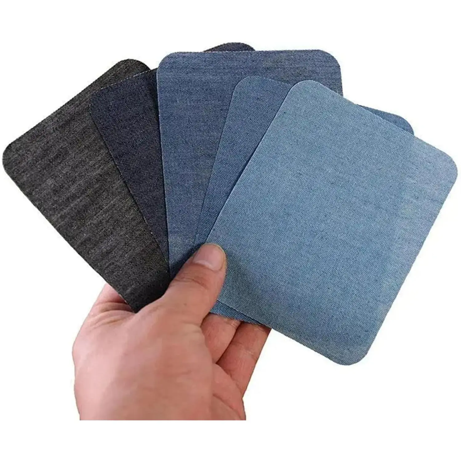 Denim Patches for Clothes, 15 count, 3.8" by 5", Five Color