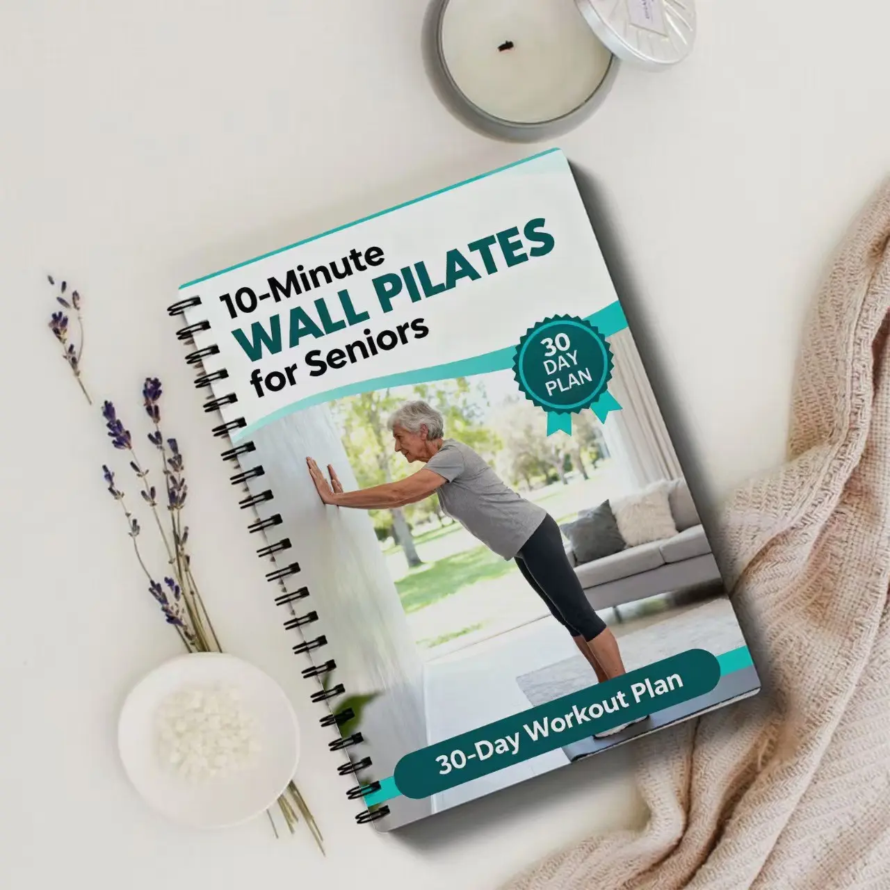 Senior Wall Pilates 10-Minute Home Workout Plan, 30-Day Gentle Exercise Notebook, Comfortable Training Guide for Middle-Aged Adults