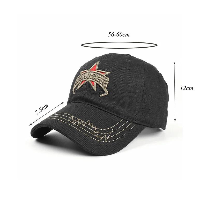 Euro-American Retro Embroidered Letter Five-Star Soft-Top Camouflage Breathable Adjustable Military Visor Classic Baseball Cap