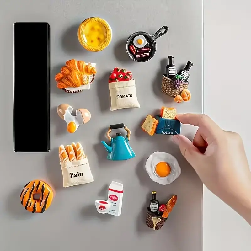 10pcs Cute Kitchen Decorative Magnets, Food Refrigerator Magnetic Labels, Home Decoration, Birthday Gift, Kitchen Party Set